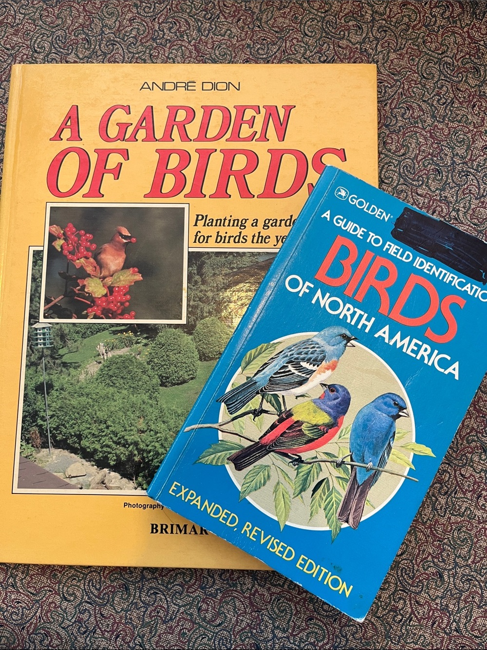 Vintage Backyard Birding Book Bundle - Field Guide and Gardening